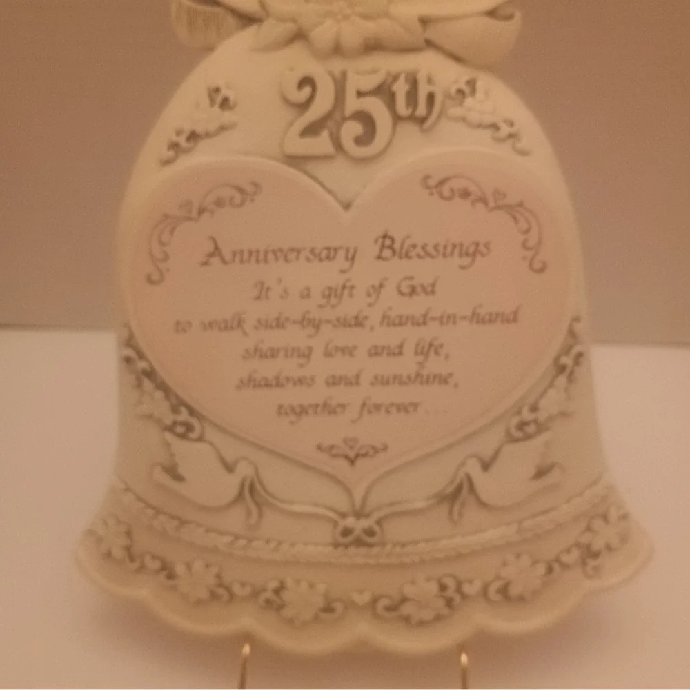 Vintage Abbey Press 25th Anniversary Wedding Bell With Stand Also Wall Mount